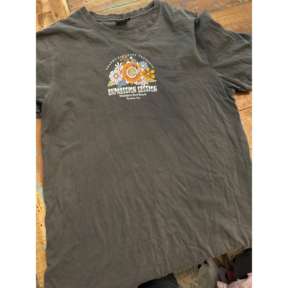 Ghanda Expression Session Winkipop Surf Beach Graphic Tee Grey Medium